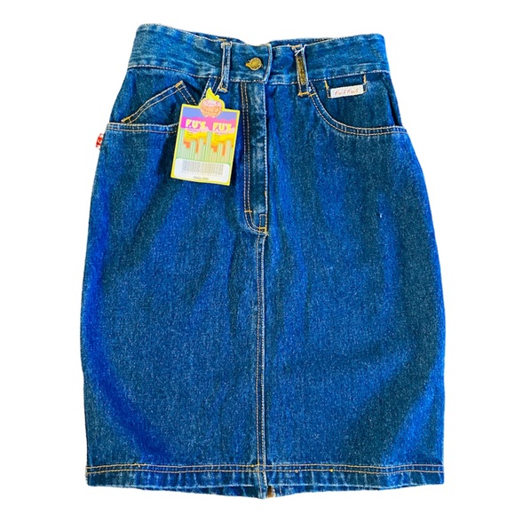 LFu's Fu's HighWaisted Blue Jean Skirt With Front & Back Pockets Size M - Picture 13 of 13